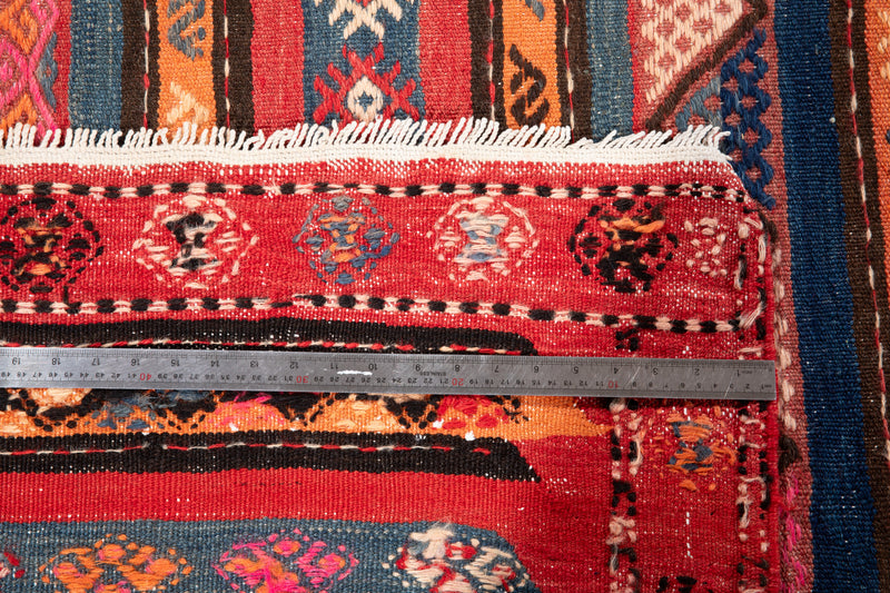13' 2" x 4' 10" Excellent Handwoven Vintage Tribal Wide Runner Rug - Yasi & Fara 