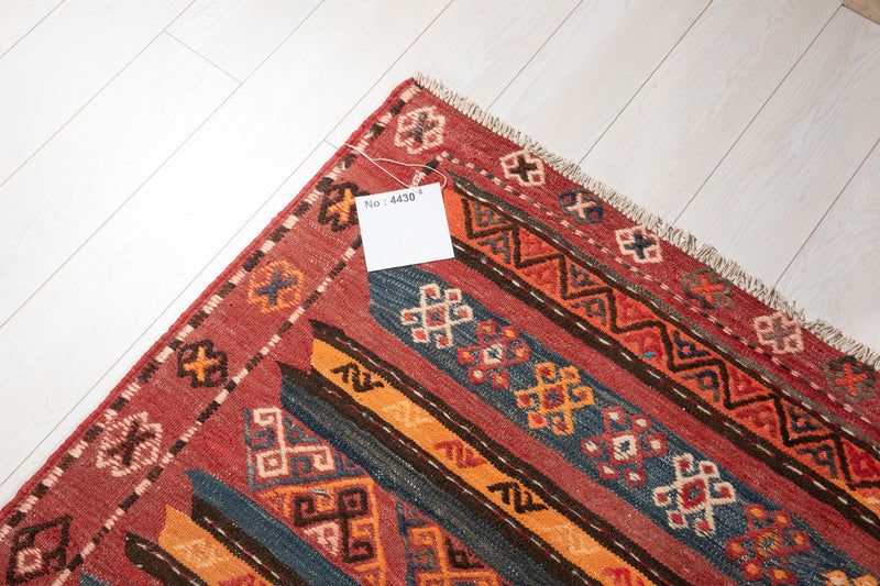 13' 2" x 4' 10" Excellent Handwoven Vintage Tribal Wide Runner Rug - Yasi & Fara 