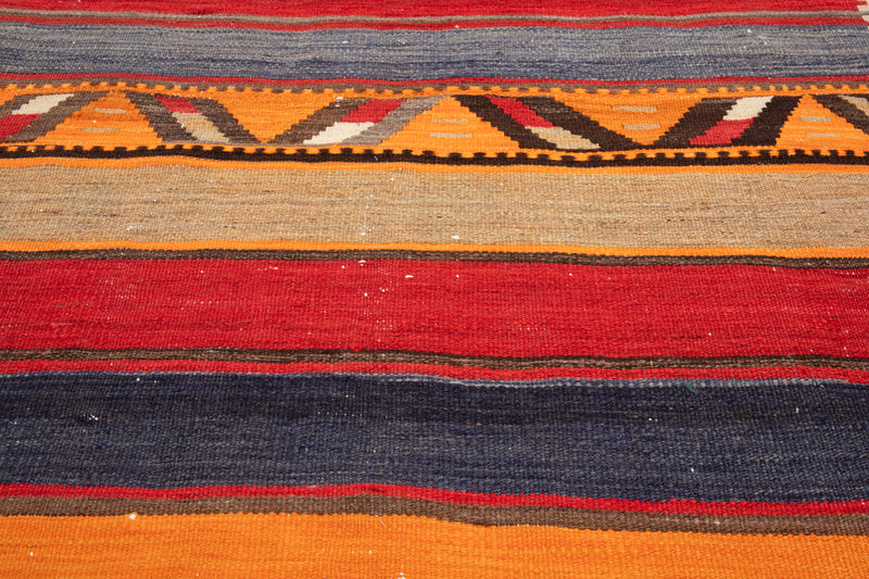 10' 10" x 4' 2" Excellent Handwoven Vintage Nomadic Kilim Runner Rug - Yasi & Fara 
