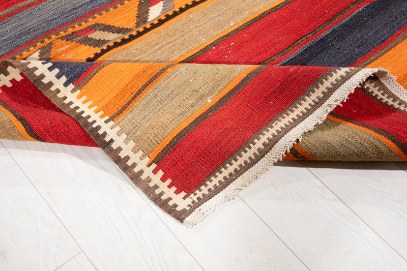 10' 10" x 4' 2" Excellent Handwoven Vintage Nomadic Kilim Runner Rug - Yasi & Fara 