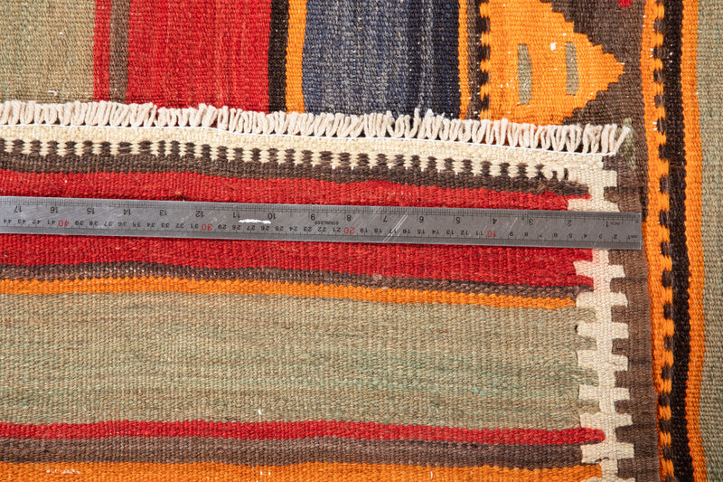 10' 10" x 4' 2" Excellent Handwoven Vintage Nomadic Kilim Runner Rug - Yasi & Fara 