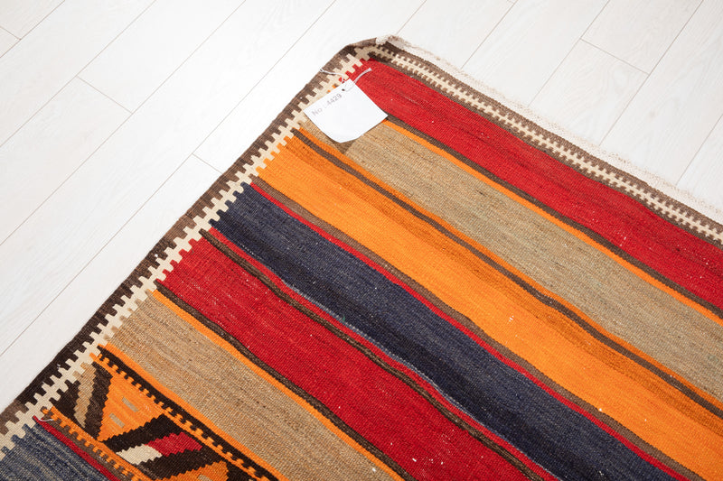 10' 10" x 4' 2" Excellent Handwoven Vintage Nomadic Kilim Runner Rug - Yasi & Fara 
