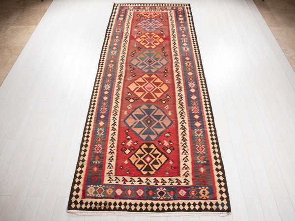 12' 10" x 4' 10" Excellent Handwoven Vintage Nomadic Wide Hallway Rug - Yasi & Fara 