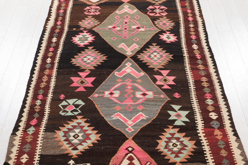 14' 4" x 5' 7" Excellent Handwoven Vintage Tribal Kilim Rug