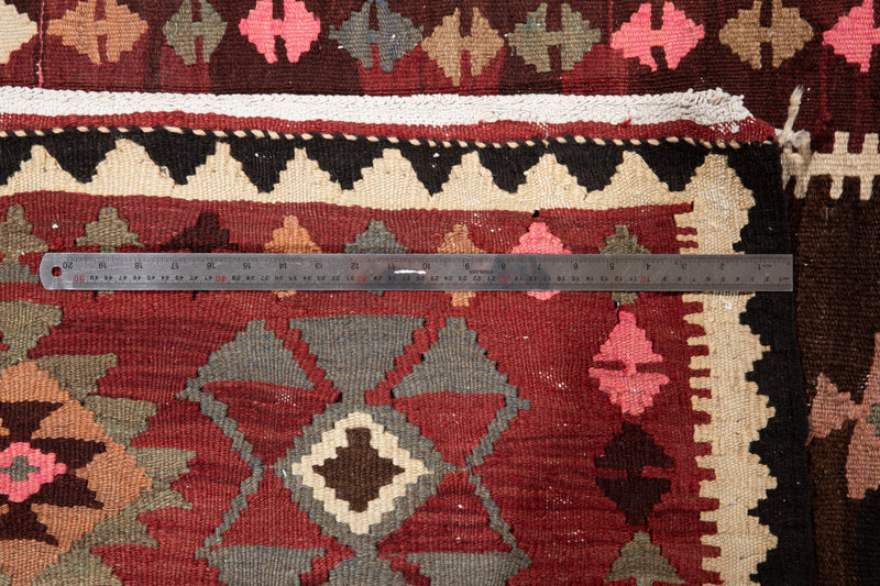 14' 4" x 5' 7" Excellent Handwoven Vintage Tribal Kilim Rug