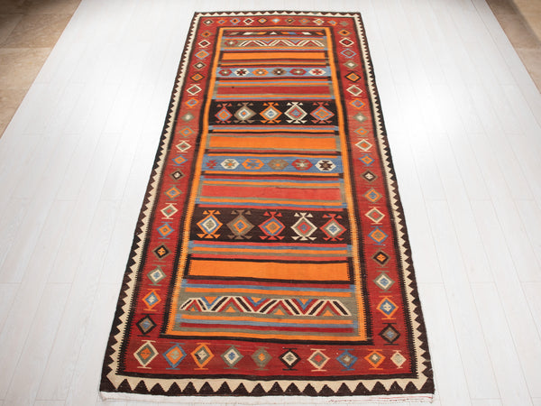 10' 8" x 5' 3" Excellent Handwoven Vintage Tribal Kilim Rug