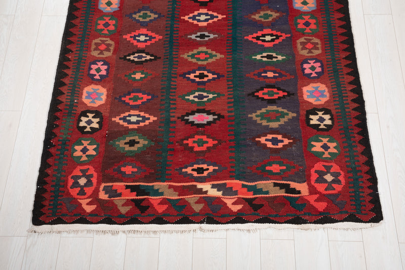 10' 6" x 5' Excellent Handwoven Vintage Tribal Kilim Rug