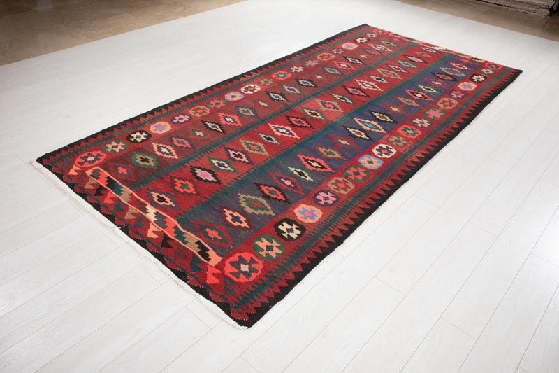 10' 6" x 5' Excellent Handwoven Vintage Tribal Kilim Rug