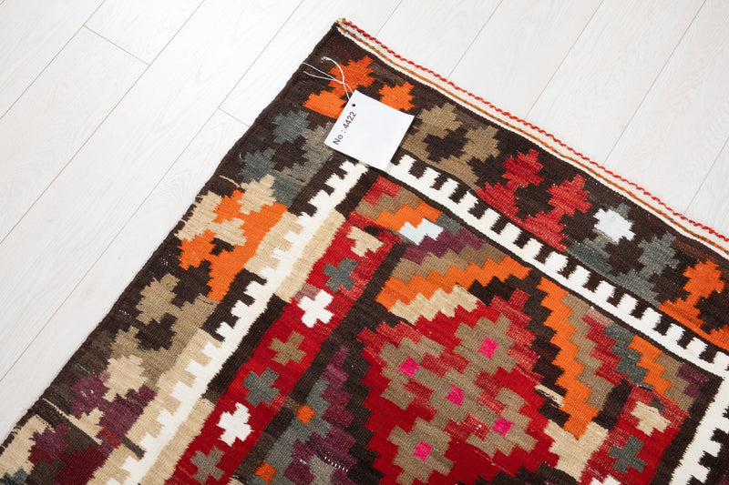 9' x 3' 4" Excellent Handwoven Vintage Tribal Kilim Runner Rug