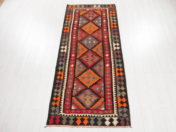 9' x 3' 6" Excellent Handwoven Vintage Tribal Kilim Runner Rug