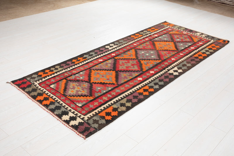 9' x 3' 6" Excellent Handwoven Vintage Tribal Kilim Runner Rug