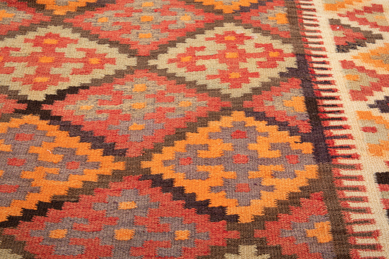 10' 7" x 3' 9" Excellent Handwoven Vintage Tribal Kilim Runner Rug
