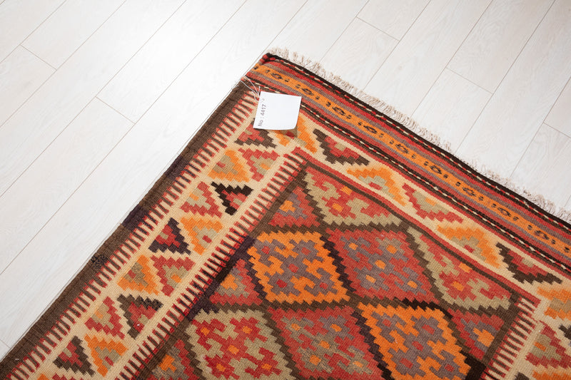 10' 7" x 3' 9" Excellent Handwoven Vintage Tribal Kilim Runner Rug