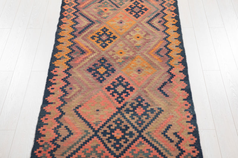 12' 1" x 3' 10" Excellent Handwoven Vintage Tribal Kilim Runner Rug