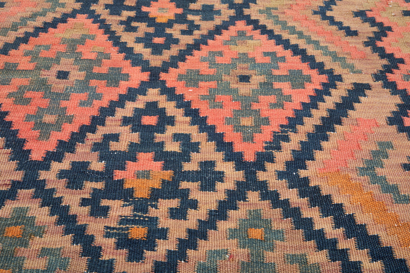 12' 1" x 3' 10" Excellent Handwoven Vintage Tribal Kilim Runner Rug