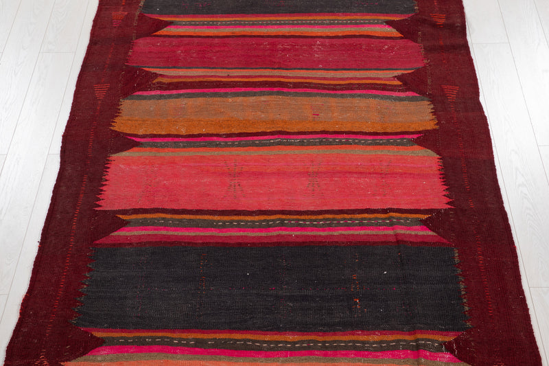 12' 6" x 5' 2" Excellent Handwoven Vintage Tribal Kilim Rug