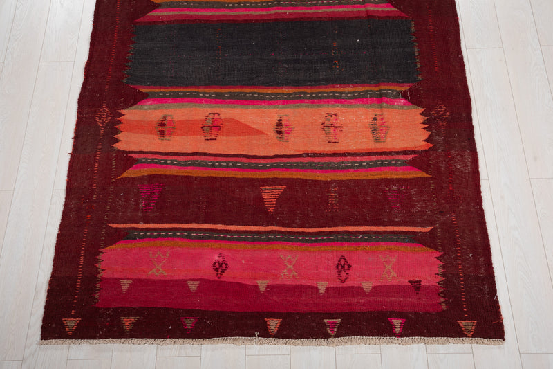 12' 6" x 5' 2" Excellent Handwoven Vintage Tribal Kilim Rug