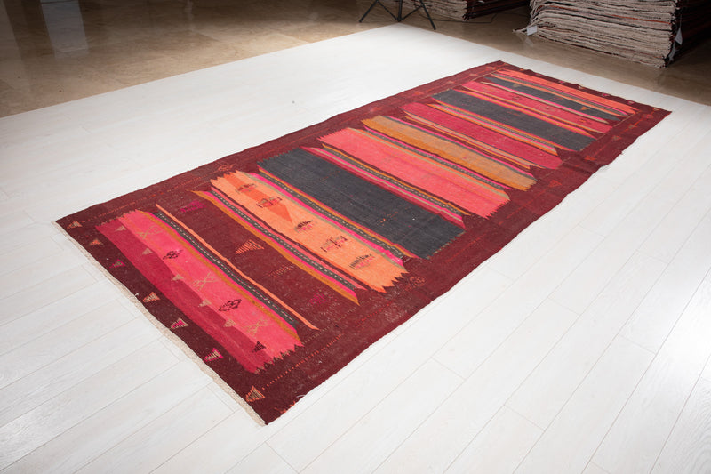 12' 6" x 5' 2" Excellent Handwoven Vintage Tribal Kilim Rug