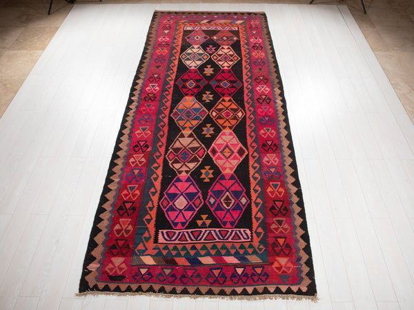 12' 11" x 5' 3" Excellent Handwoven Vintage Tribal Kilim Rug