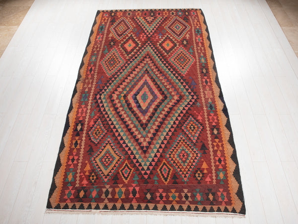 10' 9" x 5' 9" Excellent Handwoven Vintage Tribal Kilim Rug