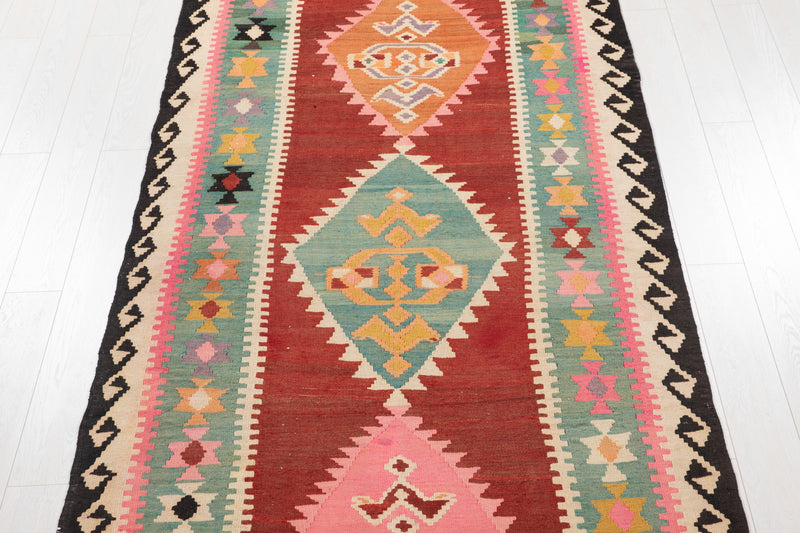 13' 3" x 4' 10" Excellent Handwoven Vintage Tribal Kilim Rug