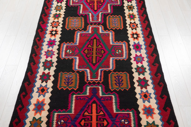 13' 5" x 5' 2" Excellent Handwoven Vintage Tribal Kilim Rug