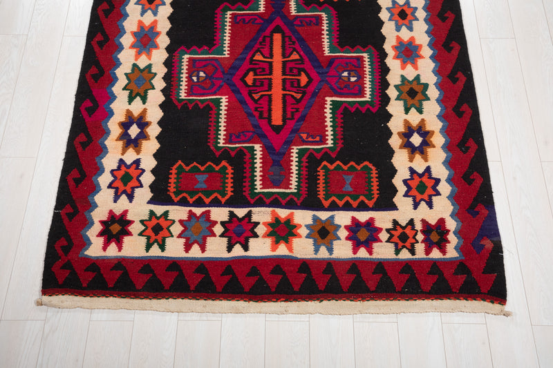 13' 5" x 5' 2" Excellent Handwoven Vintage Tribal Kilim Rug