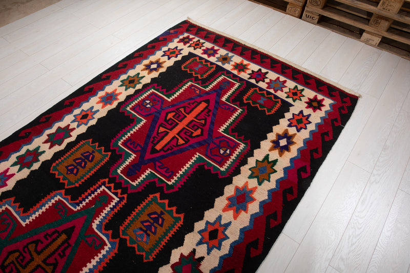 13' 5" x 5' 2" Excellent Handwoven Vintage Tribal Kilim Rug