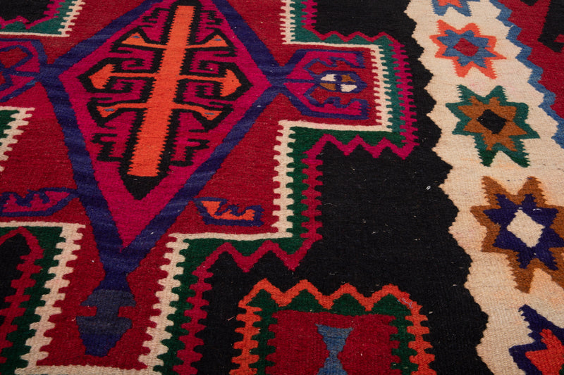 13' 5" x 5' 2" Excellent Handwoven Vintage Tribal Kilim Rug