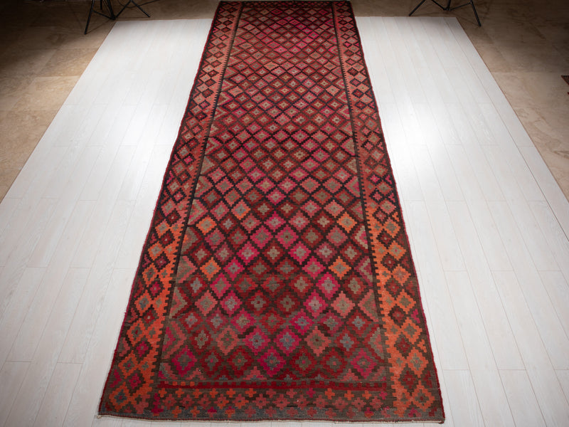 16' 5" x 5' 6" Excellent Handwoven Vintage Tribal Kilim Runner Rug