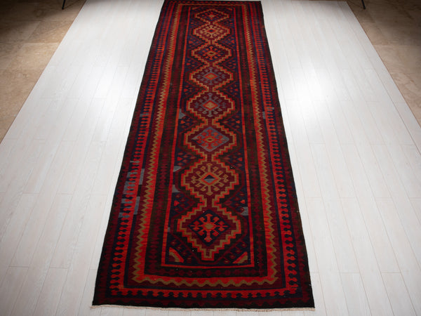 14' 7" x 4' 11" Excellent Handwoven Tribal Vintage Runner Rug
