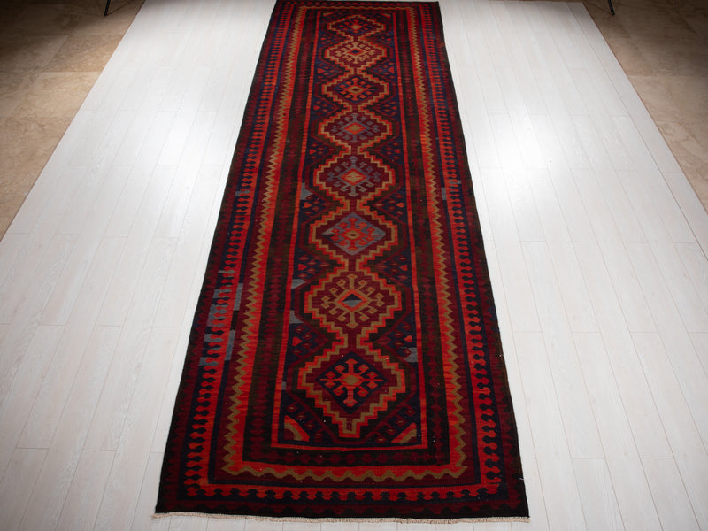 14' 7" x 4' 11" Excellent Handwoven Tribal Vintage Runner Rug