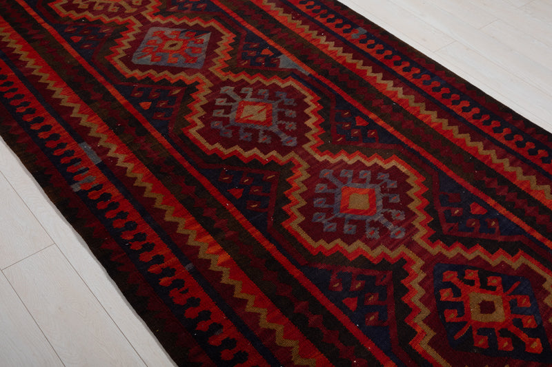 14' 7" x 4' 11" Excellent Handwoven Tribal Vintage Runner Rug