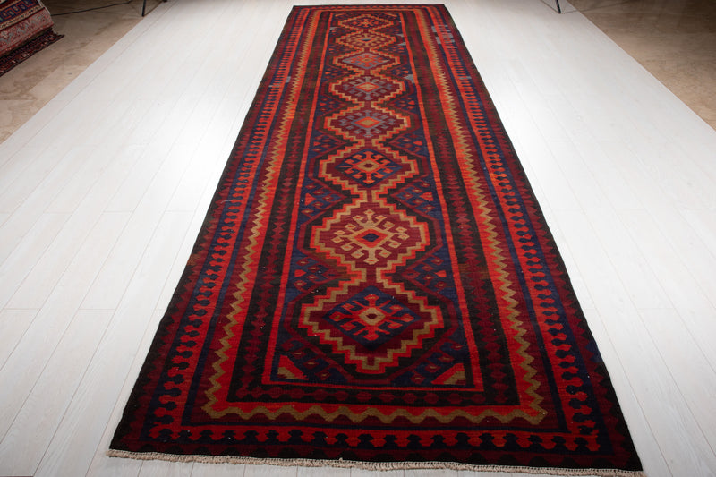 14' 7" x 4' 11" Excellent Handwoven Tribal Vintage Runner Rug