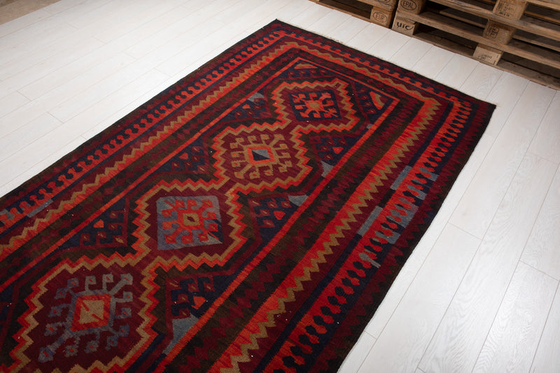 14' 7" x 4' 11" Excellent Handwoven Tribal Vintage Runner Rug