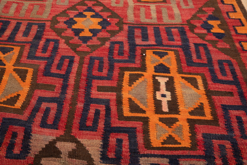 11' 4" x 4' 2" Excellent Handwoven Vintage Tribal Kilim Runner Rug