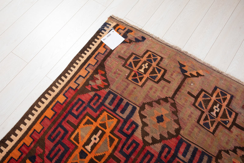 11' 4" x 4' 2" Excellent Handwoven Vintage Tribal Kilim Runner Rug