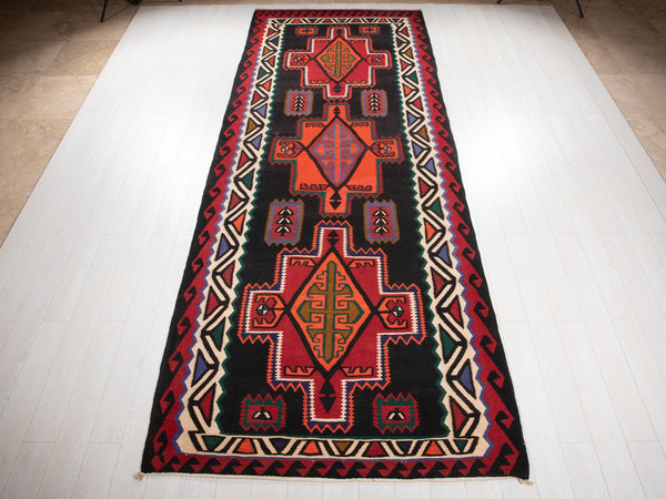 13' 11" x 5' 4" Excellent Handwoven Vintage Tribal Kilim Rug