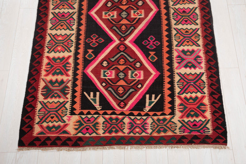11' 8" x 4' 9" Excellent Handwoven Vintage Tribal Kilim Rug