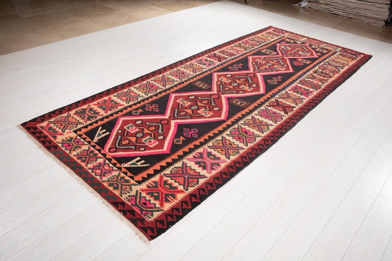 11' 8" x 4' 9" Excellent Handwoven Vintage Tribal Kilim Rug