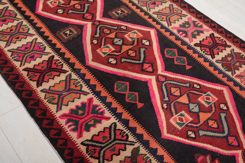 11' 8" x 4' 9" Excellent Handwoven Vintage Tribal Kilim Rug