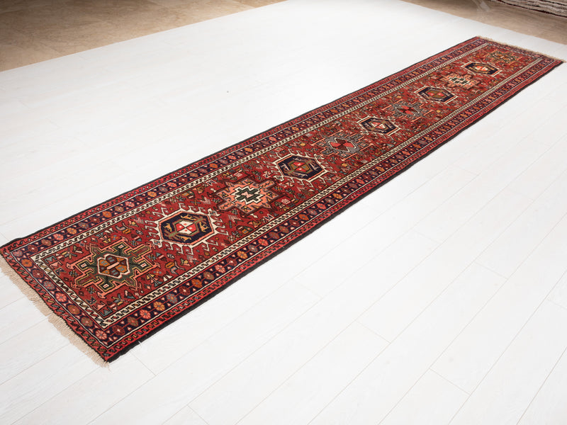 12' 9" x 2' 5" Excellent Hand-Knotted Vintage Collectible Tribal Runner Rug - Yasi & Fara 