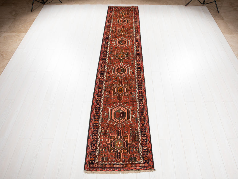 12' 10" x 2' 7" Excellent Hand-Knotted Vintage Tribal Runner Rug - Yasi & Fara 