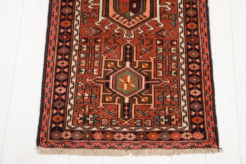 12' 10" x 2' 7" Excellent Hand-Knotted Vintage Tribal Runner Rug - Yasi & Fara 