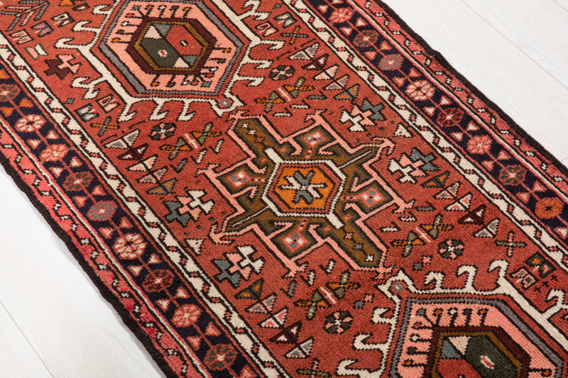 12' 10" x 2' 7" Excellent Hand-Knotted Vintage Tribal Runner Rug - Yasi & Fara 