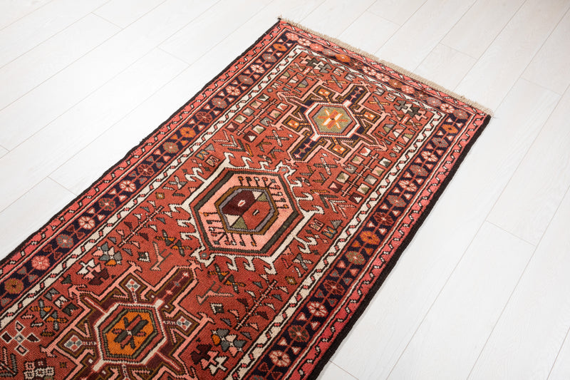 12' 10" x 2' 7" Excellent Hand-Knotted Vintage Tribal Runner Rug - Yasi & Fara 