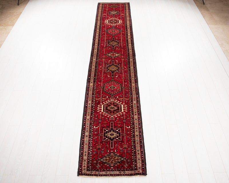 12' 11" x 2' 7" Excellent Hand-Knotted Vintage Collectible Tribal Runner Rug - Yasi & Fara 