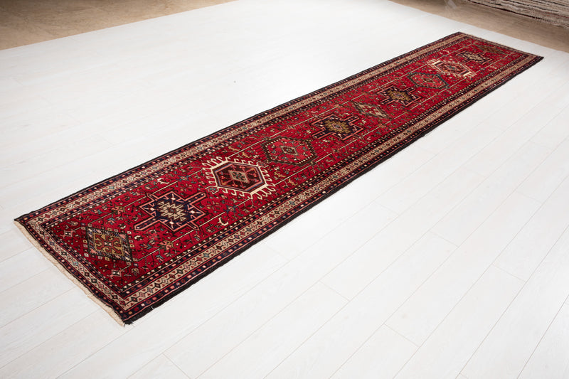 12' 11" x 2' 7" Excellent Hand-Knotted Vintage Collectible Tribal Runner Rug - Yasi & Fara 