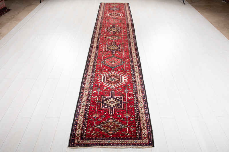 12' 11" x 2' 7" Excellent Hand-Knotted Vintage Collectible Tribal Runner Rug - Yasi & Fara 