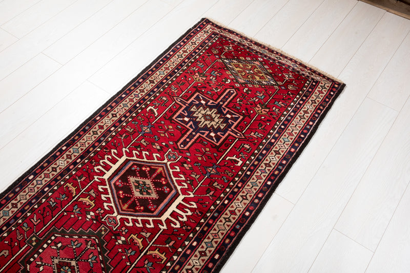 12' 11" x 2' 7" Excellent Hand-Knotted Vintage Collectible Tribal Runner Rug - Yasi & Fara 